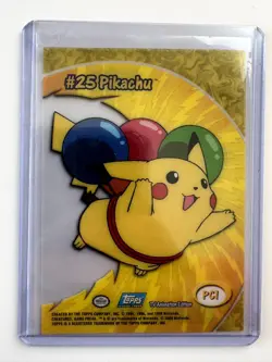 2000 Topps Pokemon TV Animation Edition Chrome Pikachu Balloons PCI Holo Card - Image 2