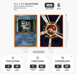Pokemon Card 1996 Japanese Base Set Blastoise Holo No.009 TAG 6 NM Vintage - Image 2