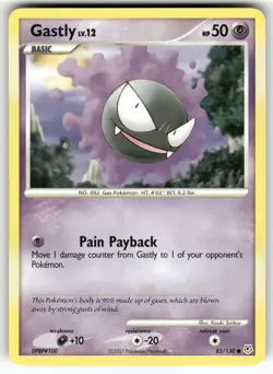 Gastly Diamond and Pearl Common Pokemon Moderately played - Image 1