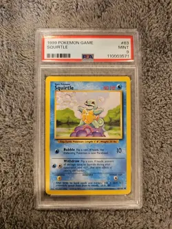 1999 Pokemon Game #63 Squirtle Base Set PSA 9 Mint WOTC - Image 1