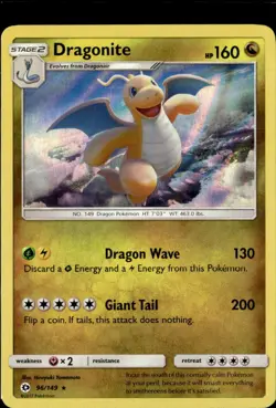 Pokemon Dragonite 96/149 Sun Moon Base Set Holo Rare - Image 1