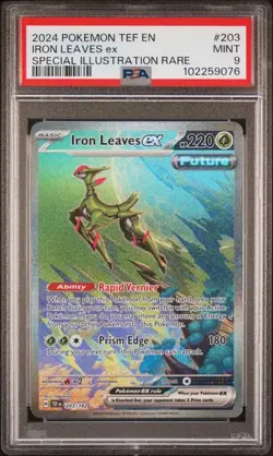 2024 Pokemon Temporal Forces Special Illustration Rare Iron Leaves Ex #203 PSA 9 - Image 1