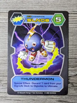 Digimon D-Tector Thundermon Champion Card DT-14 1st Edition 2002 Bandai Used Goo - Image 1