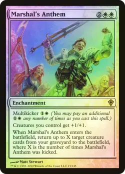 MTG FOIL Marshal's Anthem - Worldwake #15 - Image 1