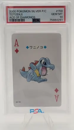 2000 Pokemon Silver Playing Cards #158 Totodile Ace Of Diamonds PSA 10 GEM MINT - Image 1
