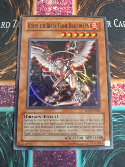 Yu-Gi-Oh! Horus the Black Flame Dragon LV6 SOD-EN007 Super Rare Unlimited HP - Image 1