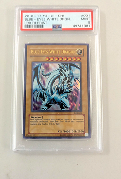 YU-GI-OH! PSA 9 Blue-Eyes White Dragon LOB-001 Ultra Rare Reprint 2010 Yugioh NM - Image 1