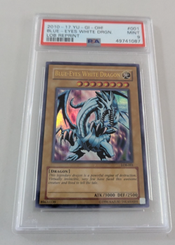 YU-GI-OH! PSA 9 Blue-Eyes White Dragon LOB-001 Ultra Rare Reprint 2010 Yugioh NM - Image 4