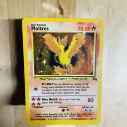 Vintage 1999 Moltres 12/62 Fossil Holo Rare LP English Pokemon TCG WOTC Card - Image 2