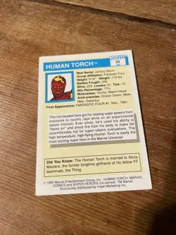 Marvel Comics Card Super Heroes Human Torch 990 Very Rare As Seen - Image 3