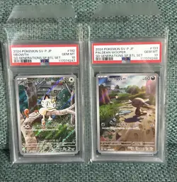 PSA 10 Meowth 192/SV-P Paldean Wooper 193/SV-P AR SEQ Set Deck Pokemon Card JPN - Image 1