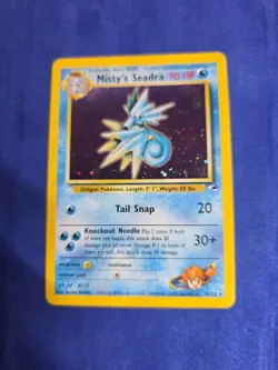 Misty's Seadra Holo/Foil PRERELEASE 9/132 Pokemon TCG Gym Heroes Card Rare NM/LP - Image 1