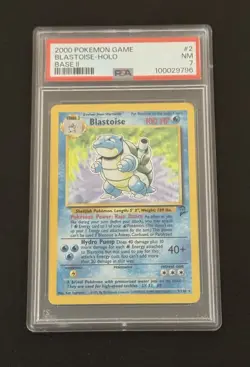 Blastoise 2/130 Base Set 2 Pokemon 2000 Holo PSA 7 - Image 1