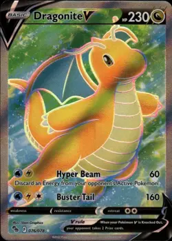 Dragonite V (Full Art) Holo Ultra Rare Pokemon GO 076/078 NM - Image 1