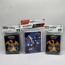 Pokemon Ultra Pro Charizard Sleeves of 65 With Mini Portfolio Hold 60 Cards - Image 1