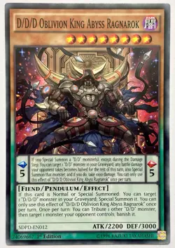SDPD-EN012 D/D/D Oblivion King Abyss Ragnarok - Common 1st Ed Near Mint YuGiOh - Image 1