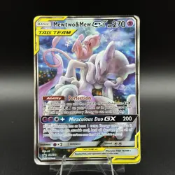 Mewtwo & Mew GX Pokemon TCG Sun & Moon Holo Promo Card #SM191 - HP DMG - Image 1