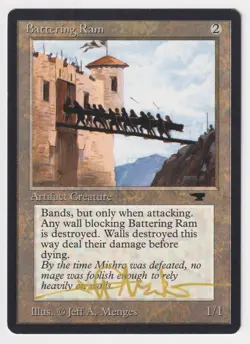 Gold Signed Battering Ram LP Antiquities Artist Jeff A. Menges 1994 MTG Magic! - Image 1