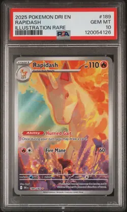 2025 POKEMON DRI EN-DESTINED RIVALS ILLUSTRATION RARE #189 RAPIDASH PSA 10 - Image 1