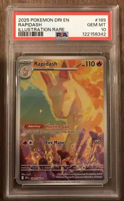 2025 POKEMON DRI EN-DESTINED RIVALS ILLUSTRATION RARE #189 RAPIDASH PSA 10 - Image 1