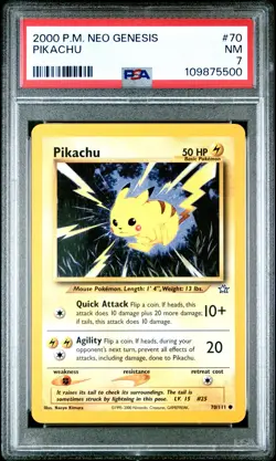 2000 Pokemon Neo Genesis Pikachu #70 PSA 7 - Image 1