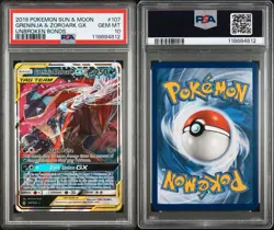 2019 Pokemon Sun & Moon Unbroken Bonds 107 Greninja & Zoroark GX Tag Team PSA 10 - Image 3