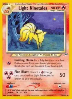 Lightly Played Light Ninetales - 50/105 - Uncommon - Unlimited Edition Pokemon N - Image 1