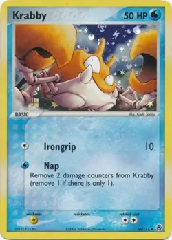 Lightly Played Krabby - 66/112 - Common - Reverse Holo Pokemon FireRed & LeafGre - Image 1