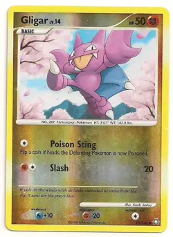 Pokemon Card Gligar 95/146 HP Played Diamond Pearl Legends Awakened Reverse Holo - Image 1
