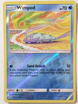 REVERSE HOLO Wimpod 50/236 Unified Minds Pokemon Card Tomokazu Komiya Art - Image 1