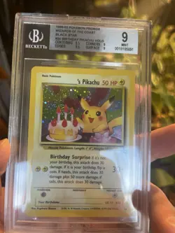 BGS 9 Birthday Pikachu Holo Black Star Promo 2000 Pokemon Card #24 SWIRL - Image 3
