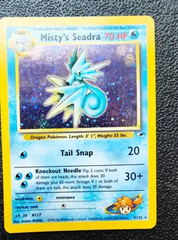 Pokemon TCG Misty's Seadra Holo Card 09/132 Rare Gym Heroes - LP - Image 2