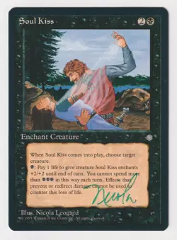 Green Signed Soul Kiss HP Ice Age Artist Nicola Leonard 1995 MTG Magic Vintage! - Image 1
