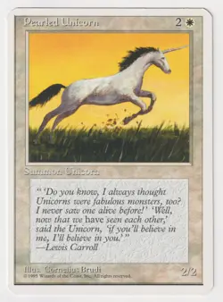 Miscut Pearled Unicorn MP 4th MTG Magic Factory Error Misprint Alpha Cut Corners - Image 1