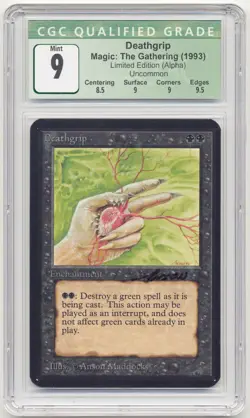 Graded Signed Deathgrip CGC 9 MINT w/9.5 Alpha Artist Anson Maddocks MTG Magic! - Image 1