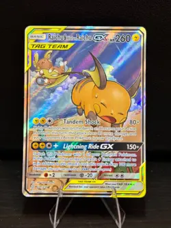 Raichu & Alolan Raichu GX 2019 Pokemon Unified Minds Tag Team Alt 221/236 NM/LP - Image 1