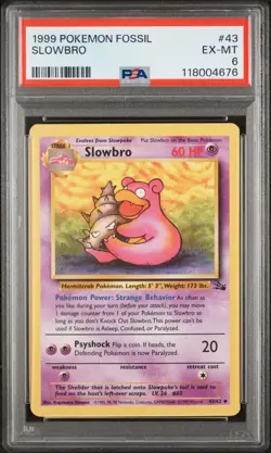 SLOWBRO 43/62 UNCOMMON Fossil 1999 Pokemon - PSA 6 - Image 1
