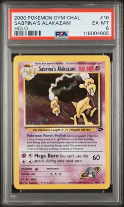 2000 POKEMON GYM CHALLENGE #16/132 SABRINA'S ALAKAZAM HOLO PSA 6 - Image 1