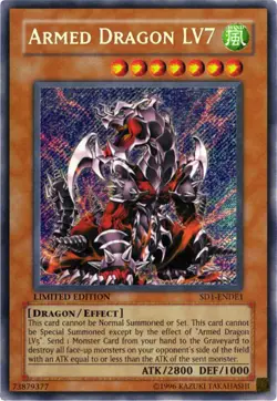 Damaged Armed Dragon LV7 - SD1-ENDE1 - Secret Rare - Limited Edition - YuGiOh - Image 1