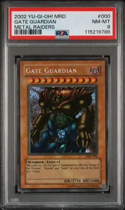 Gate Guardian *PSA NM-MINT 8* MRD-000 *HOLO BLEED* Secret Rare *2002* Yugioh - Image 1