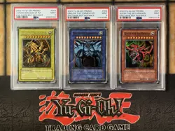 2003 Egyptian God Obelisk Slifer Ra GBI Ultra Rare Game Promo PSA 9 Set - Image 1