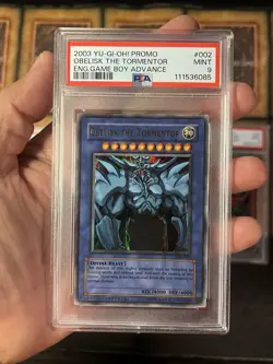 2003 Egyptian God Obelisk Slifer Ra GBI Ultra Rare Game Promo PSA 9 Set - Image 4