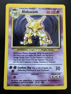 Pokemon Alakazam TCG Base Set Holo Rare Card 1/102 LP Condition - Image 1