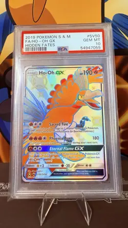 2019 Pokemon Hidden Fates Shiny Ho-Oh GX Full Art Holo SV50/SV94 PSA 10 Gem MT - Image 1
