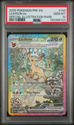 2025 POKEMON PRE EN-PRISMATIC EVOLUTIONS #144 LEAFEON ex SIR - PSA 10 GEM MT - Image 1