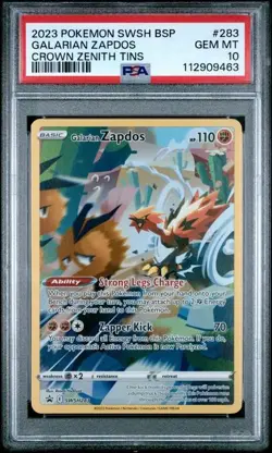 Galarian Zapdos Crown Zenith Black Star Promo SWSH283 Pokemon PSA 10 GEM MINT - Image 1