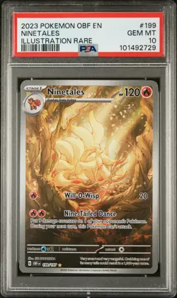 2023 POKEMON OBF EN-OBSIDIAN FLAMES ILLUSTRATION RARE #199 NINETALES PSA 10 - Image 1
