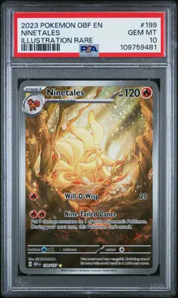 2023 POKEMON OBF EN-OBSIDIAN FLAMES ILLUSTRATION RARE #199 NINETALES PSA 10 - Image 1