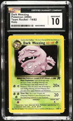 CGC 10 GEM MINT Dark Weezing 2000 Team Rocket 14/82 Holo Pokemon Card psa - Image 1