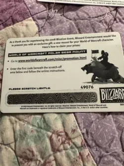 World Warcraft BlizzCon Grunty Murloc pet Loot Card UNUSED & polar bear mount - Image 4